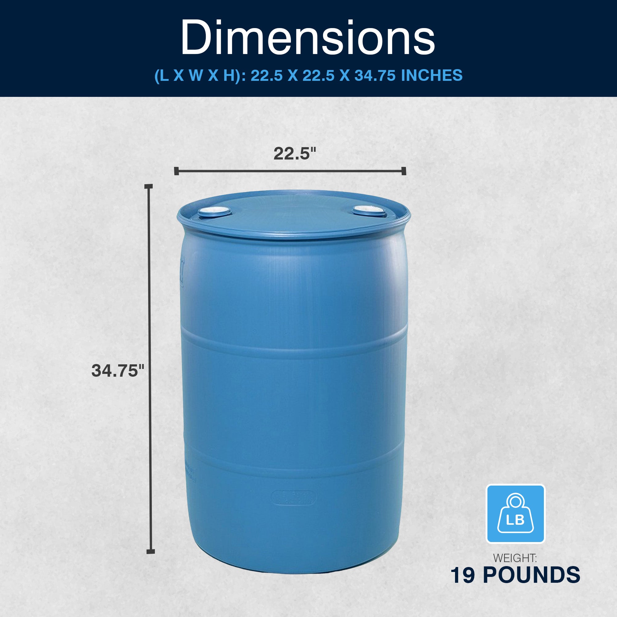 Bushman 55 Gallon Plastic Drum, Tight Head HDPE Storage Container with Lid(Used)