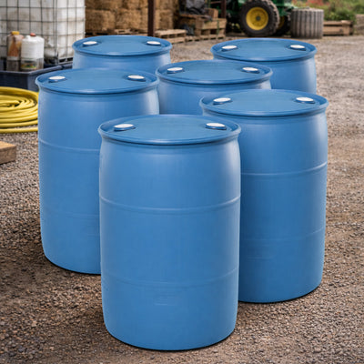 Bushman 55 Gallon Plastic Drum, Tight Head HDPE Container with Lid (Open Box)