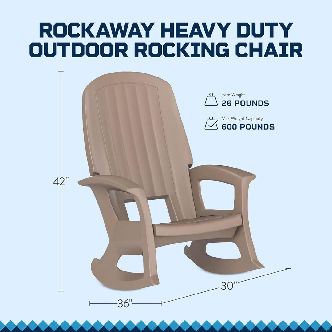 Semco Rockaway Heavy Duty All-Weather Outdoor Patio or Deck Rocking Chair, Gray