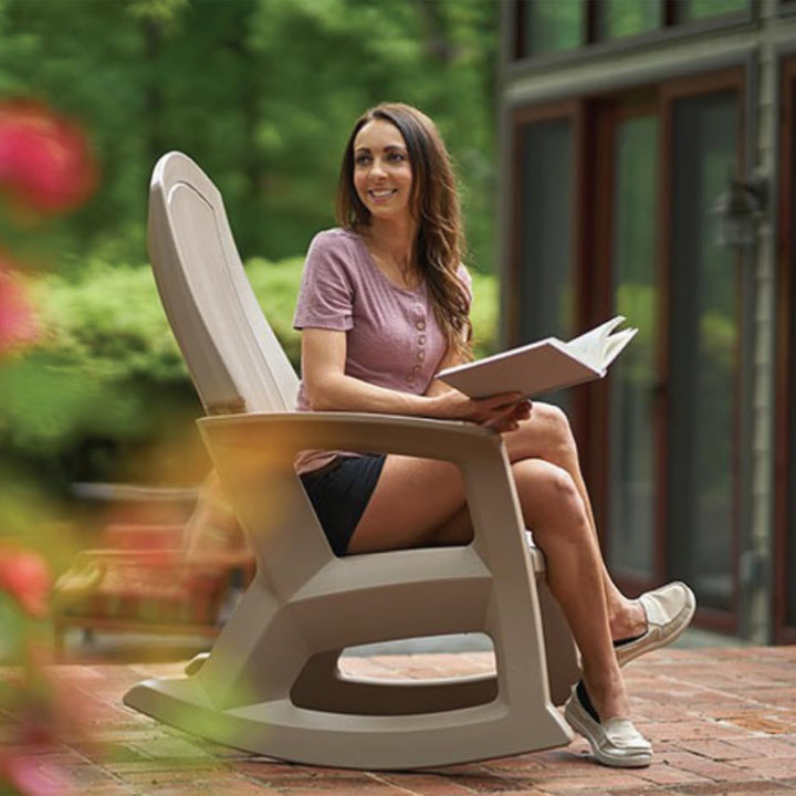 Semco Rockaway Heavy Duty All-Weather Outdoor Patio or Deck Rocking Chair, Gray