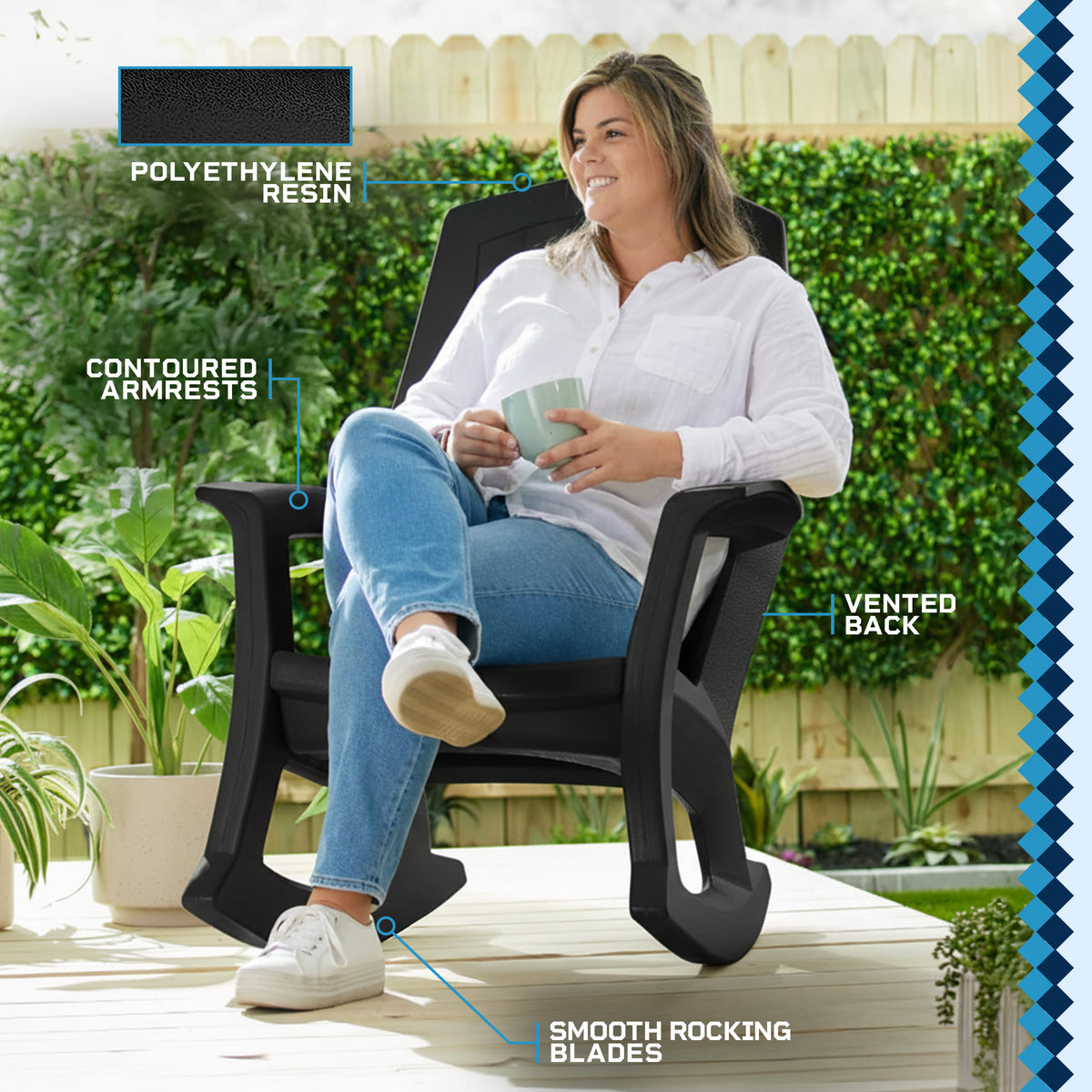 Semco Heavy Duty All-Weather Outdoor Patio or Deck Rocking Chair (Open Box) - VMInnovations