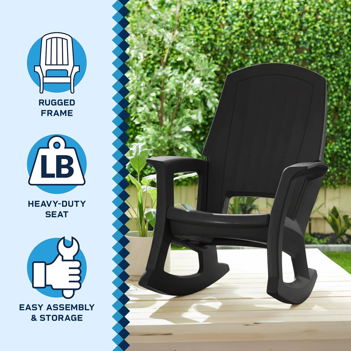 Semco Heavy Duty All-Weather Outdoor Patio or Deck Rocking Chair (Open Box) - VMInnovations