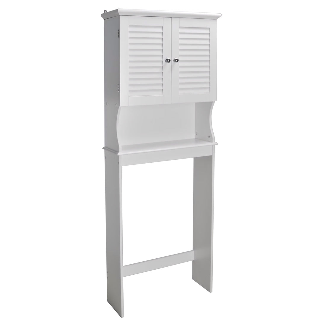 Redmon Louvered Over-The-Toilet Space Saver Cabinet, Adjustable Shelf, White