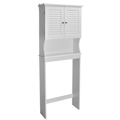 Redmon Louvered Over-The-Toilet Space Saver Cabinet, Adjustable Shelf, White - VMInnovations