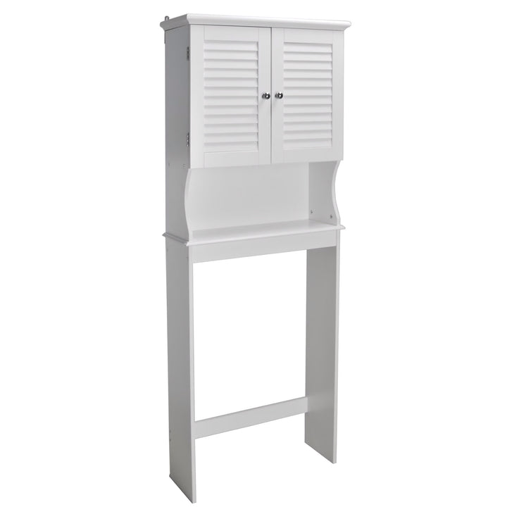 Redmon Louvered Over-The-Toilet Space Saver Cabinet, Adjustable Shelf, White