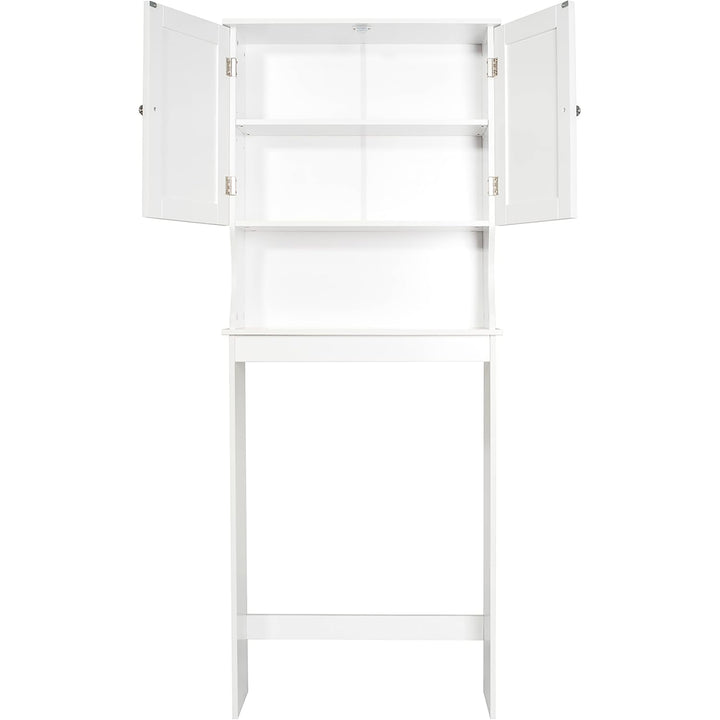 Redmon Louvered Over-The-Toilet Space Saver Cabinet, Adjustable Shelf, White
