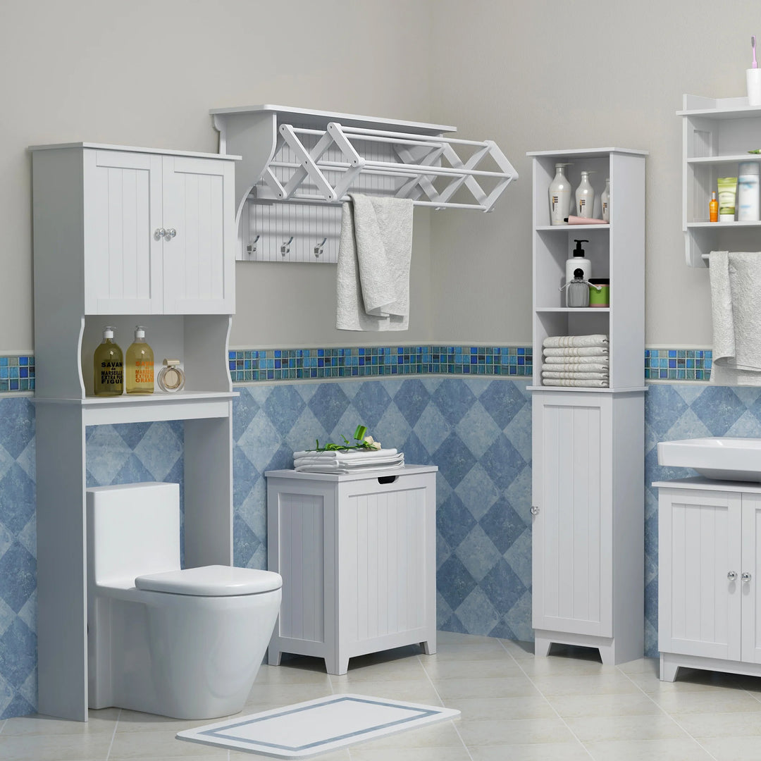 Redmon Louvered Over-The-Toilet Space Saver Cabinet, Adjustable Shelf, White