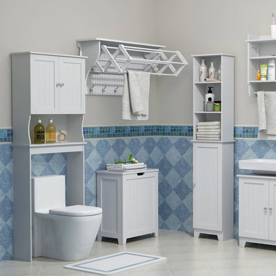 Redmon Louvered Over-The-Toilet Space Saver Cabinet, Adjustable Shelf, White - VMInnovations