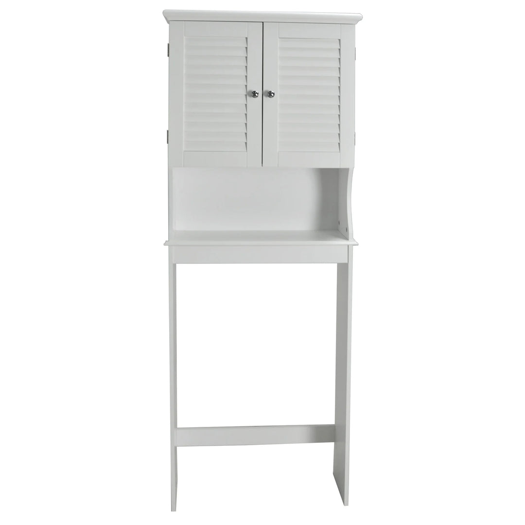 Redmon Louvered Over-The-Toilet Space Saver Cabinet, Adjustable Shelf, White