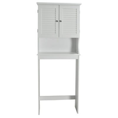 Redmon Louvered Over-The-Toilet Space Saver Cabinet, Adjustable Shelf, White - VMInnovations