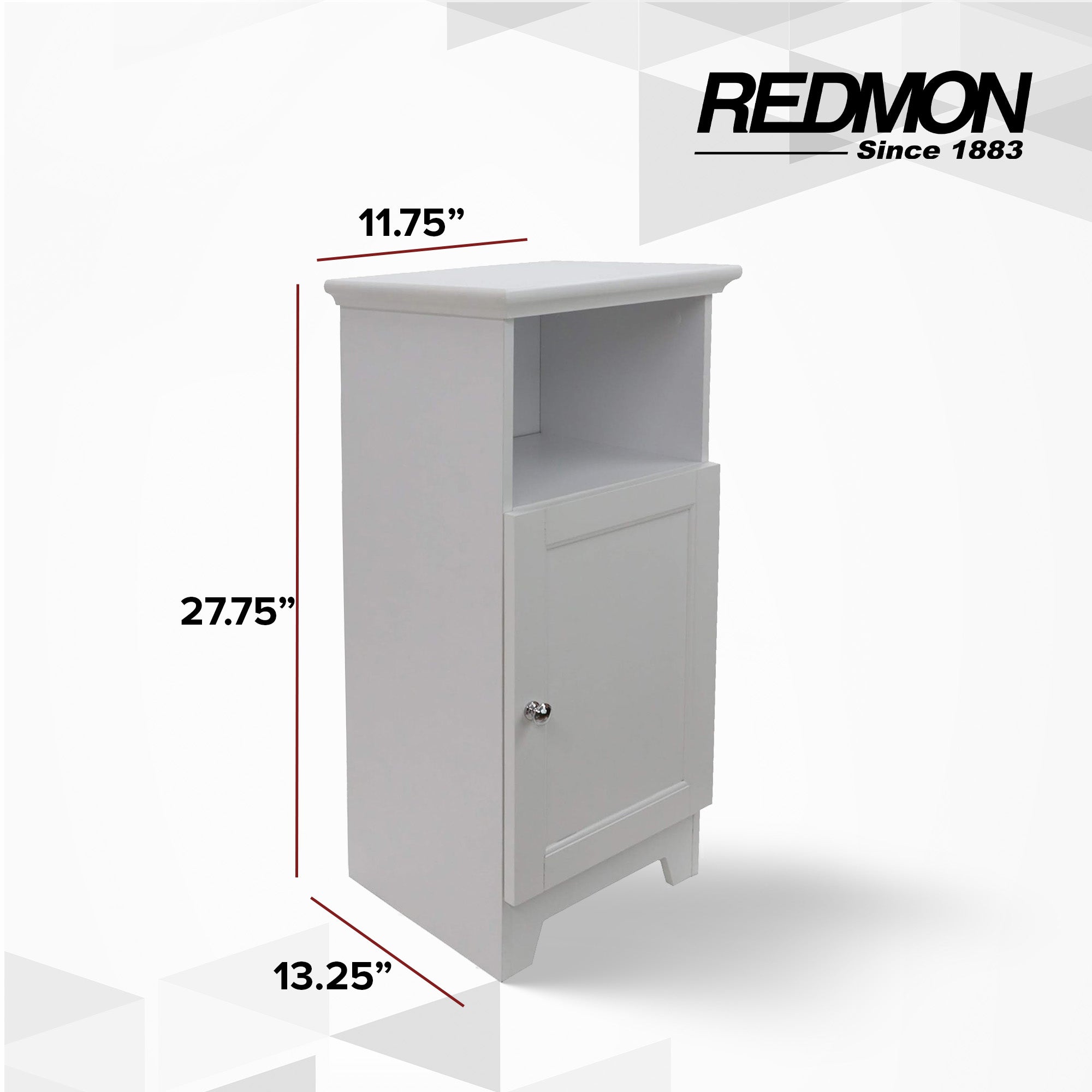 Redmon Shaker Style Single Door Cabinet, Bathroom Storage Organizer, White - VMInnovations