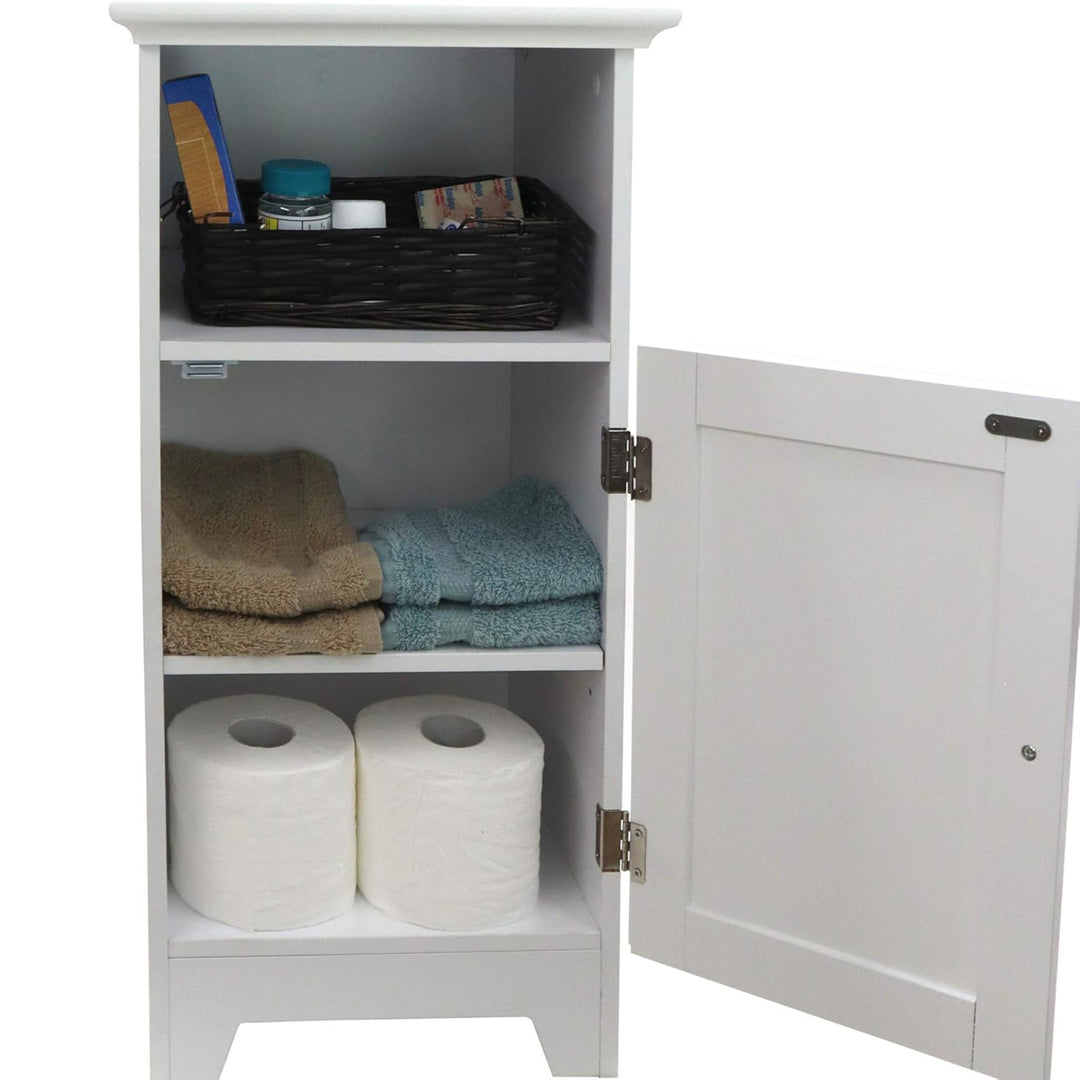 Redmon Shaker Style Single Door Cabinet, Bathroom Storage Organizer, White