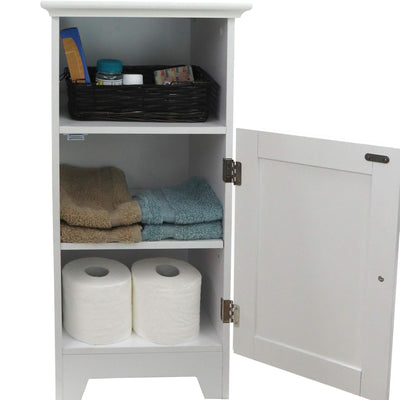 Redmon Shaker Style Single Door Cabinet, Bathroom Storage Organizer, White - VMInnovations