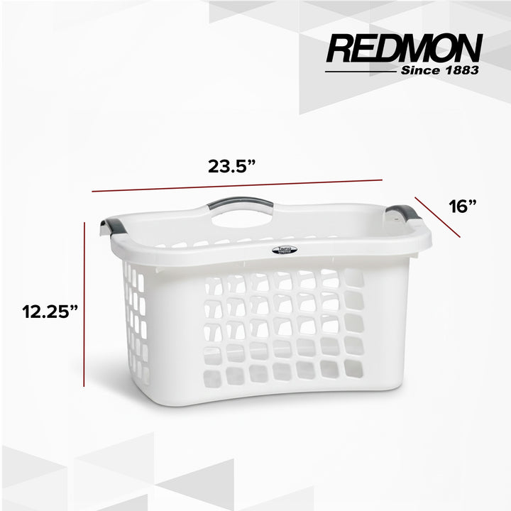 Redmon Comfort Grip Clothes Basket, Plastic Laundry Storage w/ 3 Handles, White