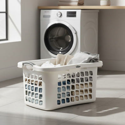 Comfort Grip Clothes Basket, Plastic Laundry Storage w/3 Handles(Open Box)