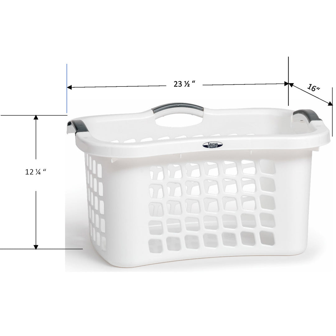 Redmon Comfort Grip Clothes Basket, Plastic Laundry Storage w/ 3 Handles, White