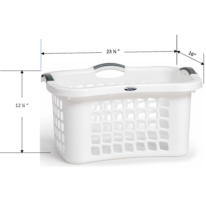 Redmon Comfort Grip Clothes Basket, Plastic Laundry Storage w/ 3 Handles, White
