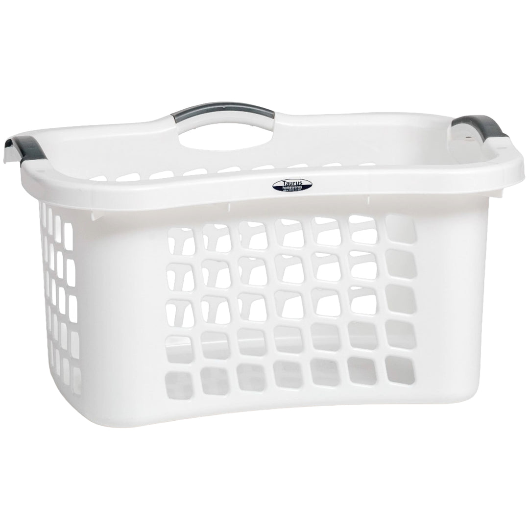Redmon Comfort Grip Clothes Basket, Plastic Laundry Storage w/ 3 Handles, White