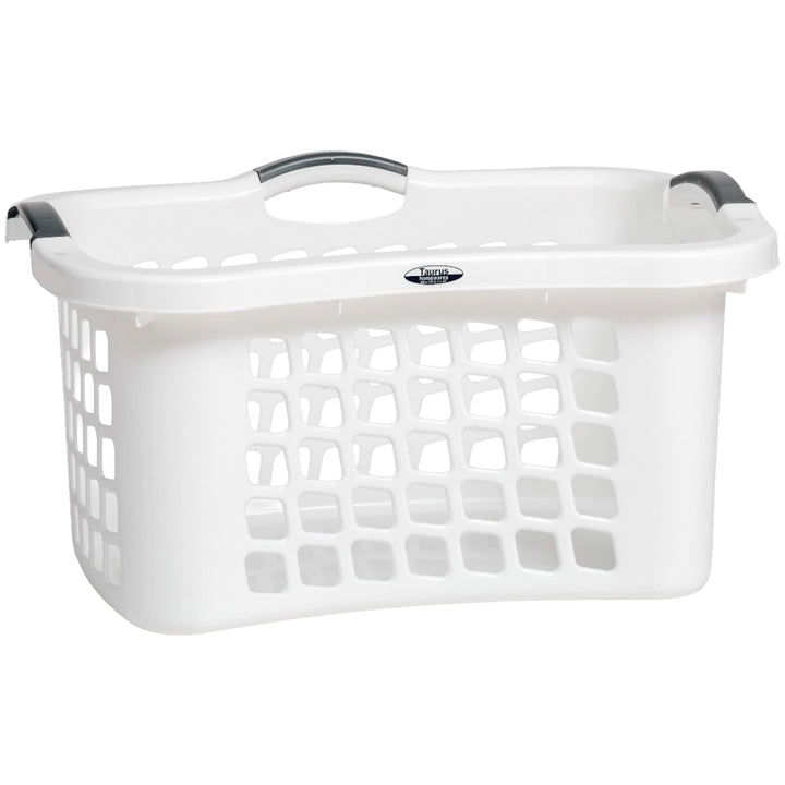 Redmon Comfort Grip Clothes Basket, Plastic Laundry Storage w/ 3 Handles, White