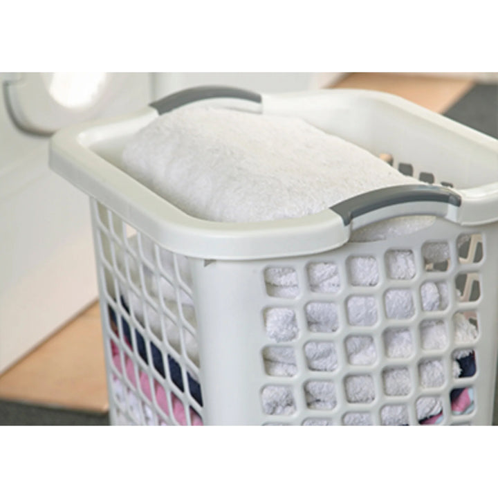 Redmon Comfort Grip Clothes Hamper, Upright Plastic Laundry Basket, White
