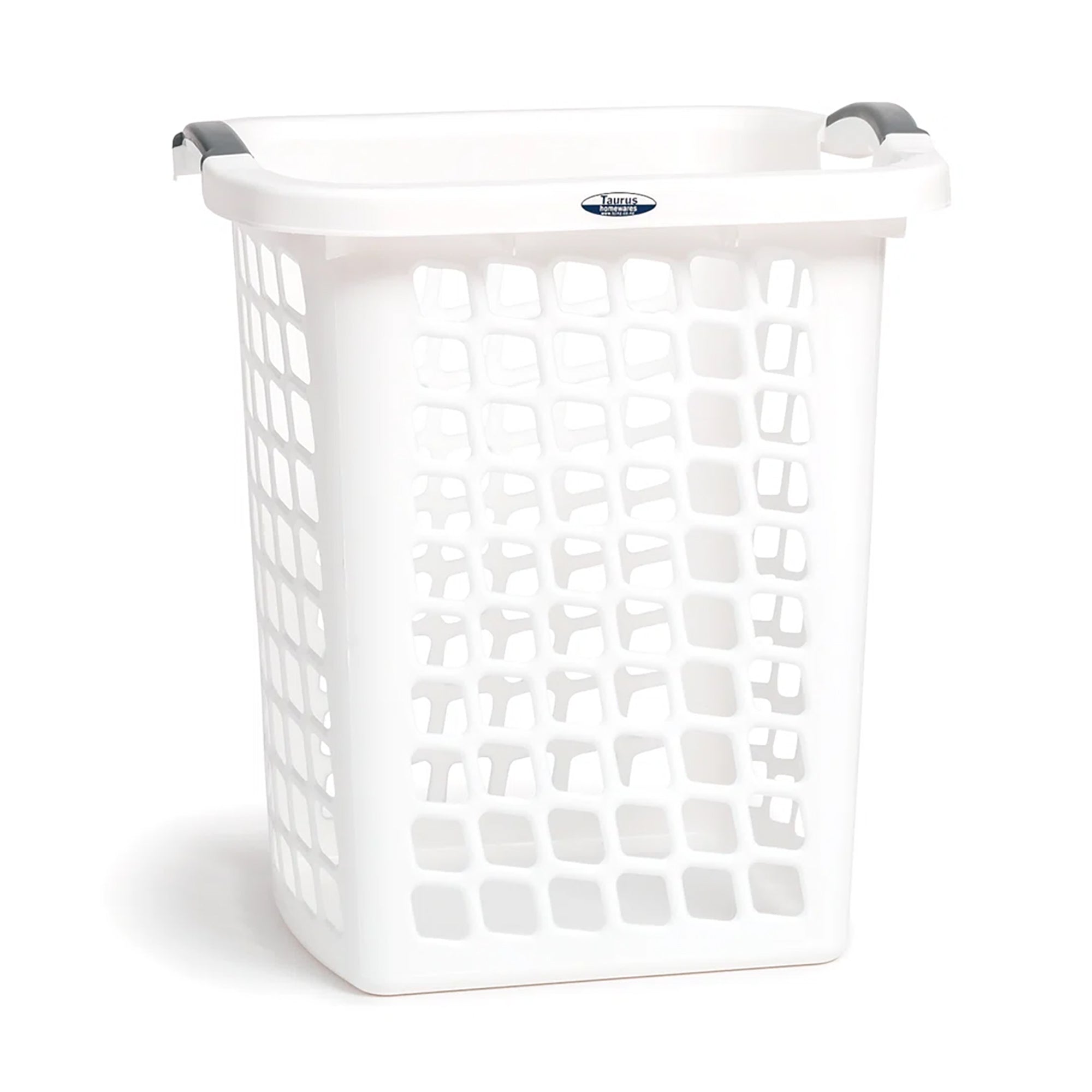 Redmon Comfort Grip Clothes Hamper, Upright Plastic Laundry Basket, White - VMInnovations