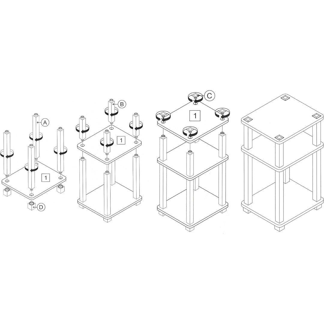 Redmon 3-Tier Shelf Side Table, Freestanding Storage Unit, Oak Woodgrain