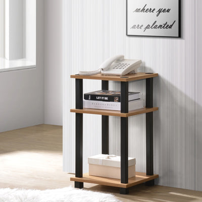 Redmon 3-Tier Shelf Side Table, Freestanding Storage Unit, Woodgrain (Open Box)
