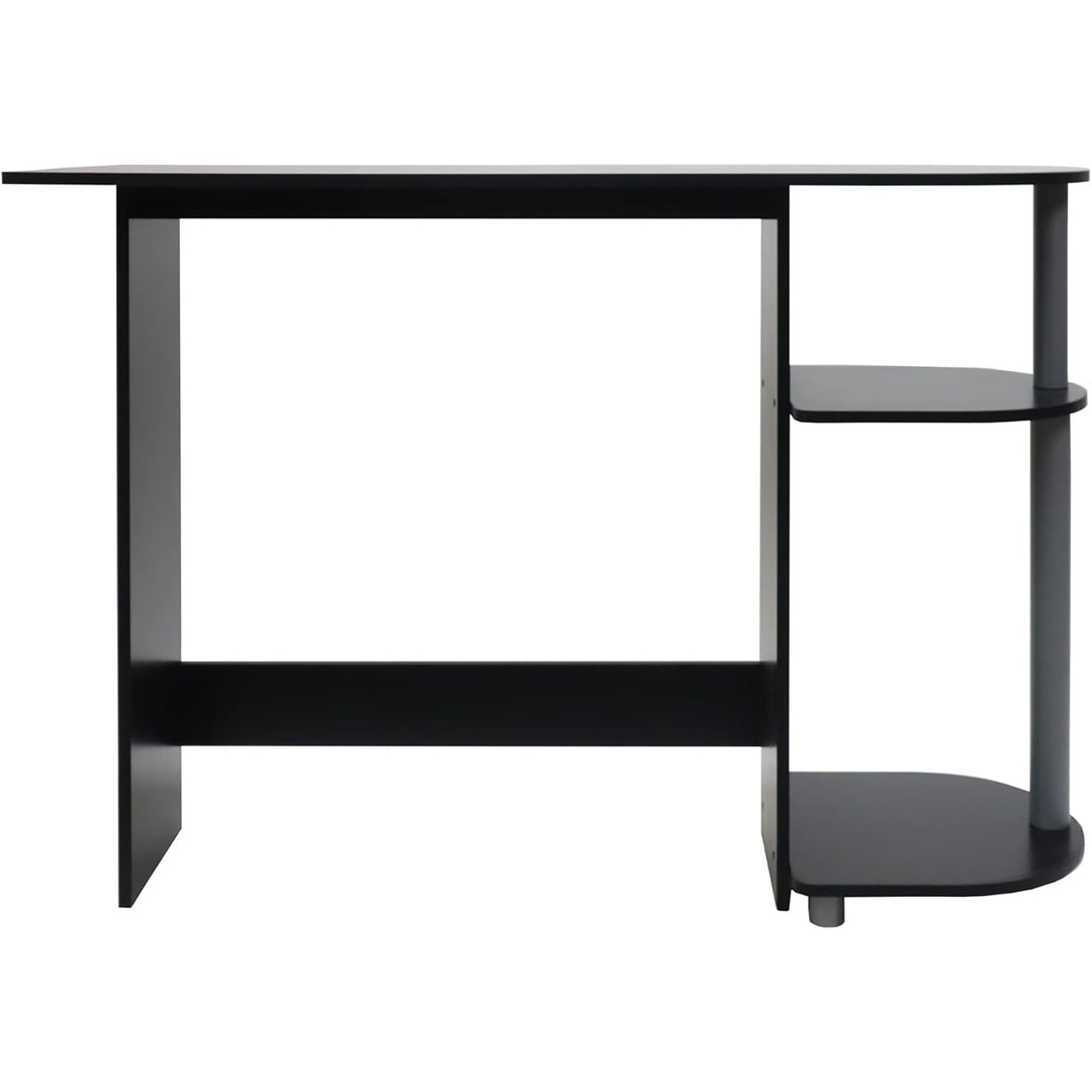 Redmon Computer Laptop Media Desk for Home or Office with Storage Shelves, Black