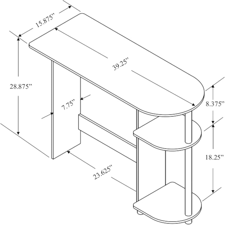 Redmon Computer Laptop Media Desk for Home or Office with Storage Shelves, Black