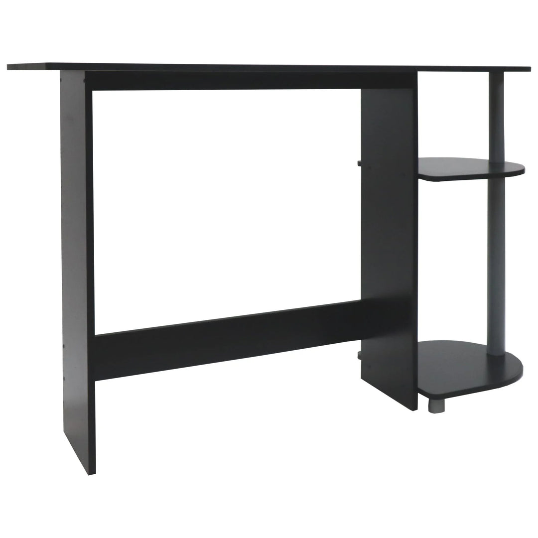Redmon Computer Laptop Media Desk for Home or Office with Storage Shelves, Black