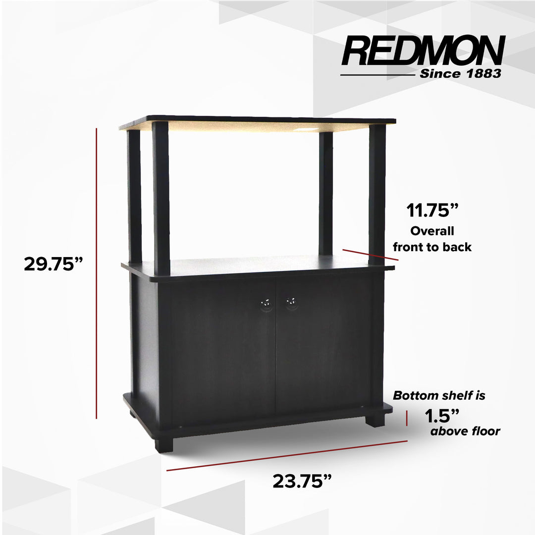 Redmon Freestanding 3-Shelf 2-Door Storage Floor Cabinet, Espresso Woodgrain