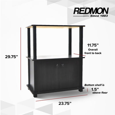 Redmon Freestanding 3-Shelf 2-Door Storage Floor Cabinet, Espresso Woodgrain - VMInnovations
