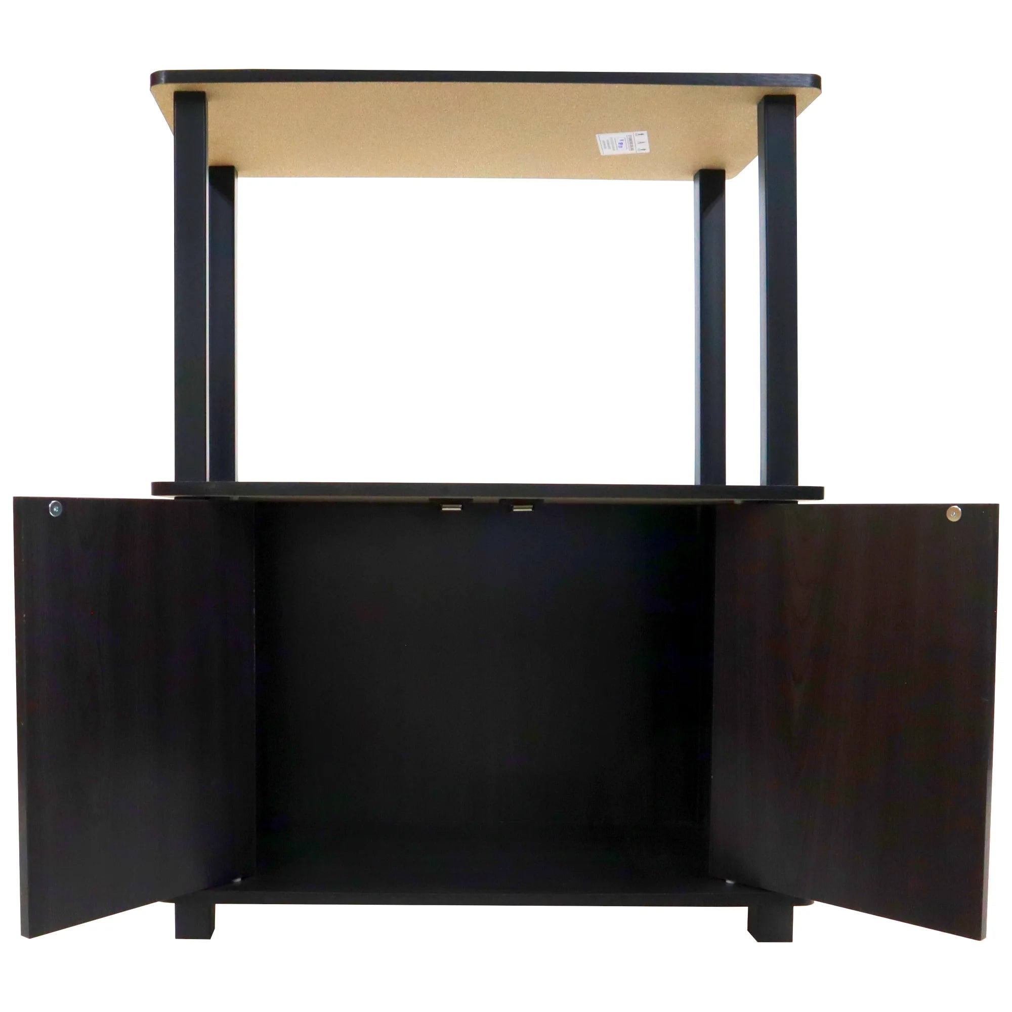 Redmon Freestanding 3-Shelf 2-Door Storage Floor Cabinet, Espresso Woodgrain - VMInnovations