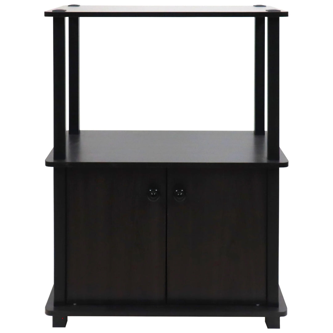Redmon Freestanding 3-Shelf 2-Door Storage Floor Cabinet, Espresso Woodgrain