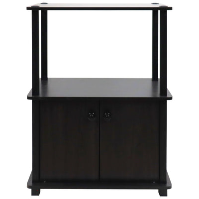 Redmon Freestanding 3-Shelf 2-Door Storage Floor Cabinet, Espresso Woodgrain - VMInnovations