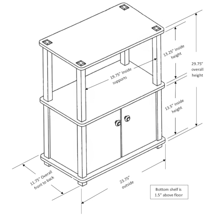 Redmon Freestanding 3-Shelf 2-Door Storage Floor Cabinet, Espresso Woodgrain