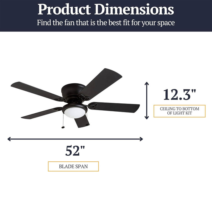 Prominence Home Benton 52" Indoor LED Ceiling Fan with Pull Chain, Matte Black