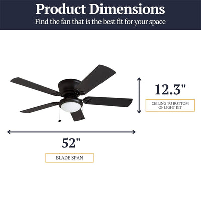 Prominence Home 52" Indoor LED Ceiling Fan w/Pull Chain, Matte Black (Open Box) - VMInnovations
