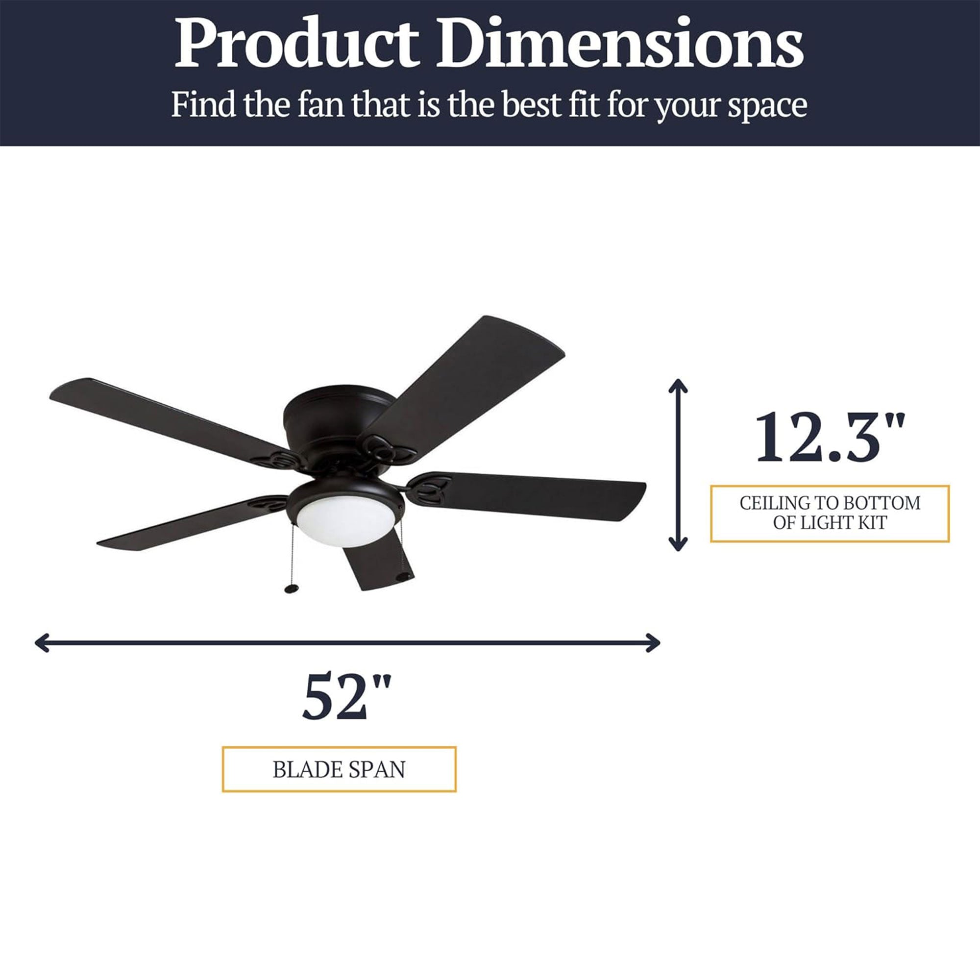 Prominence Home 52" Indoor LED Ceiling Fan w/Pull Chain, Matte Black (Open Box)