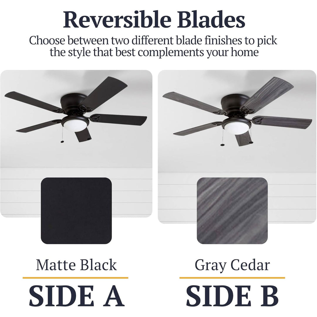 Prominence Home Benton 52" Indoor LED Ceiling Fan with Pull Chain, Matte Black