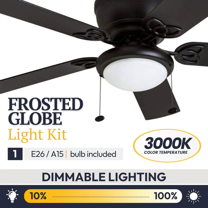 Prominence Home Benton 52" Indoor LED Ceiling Fan with Pull Chain, Matte Black