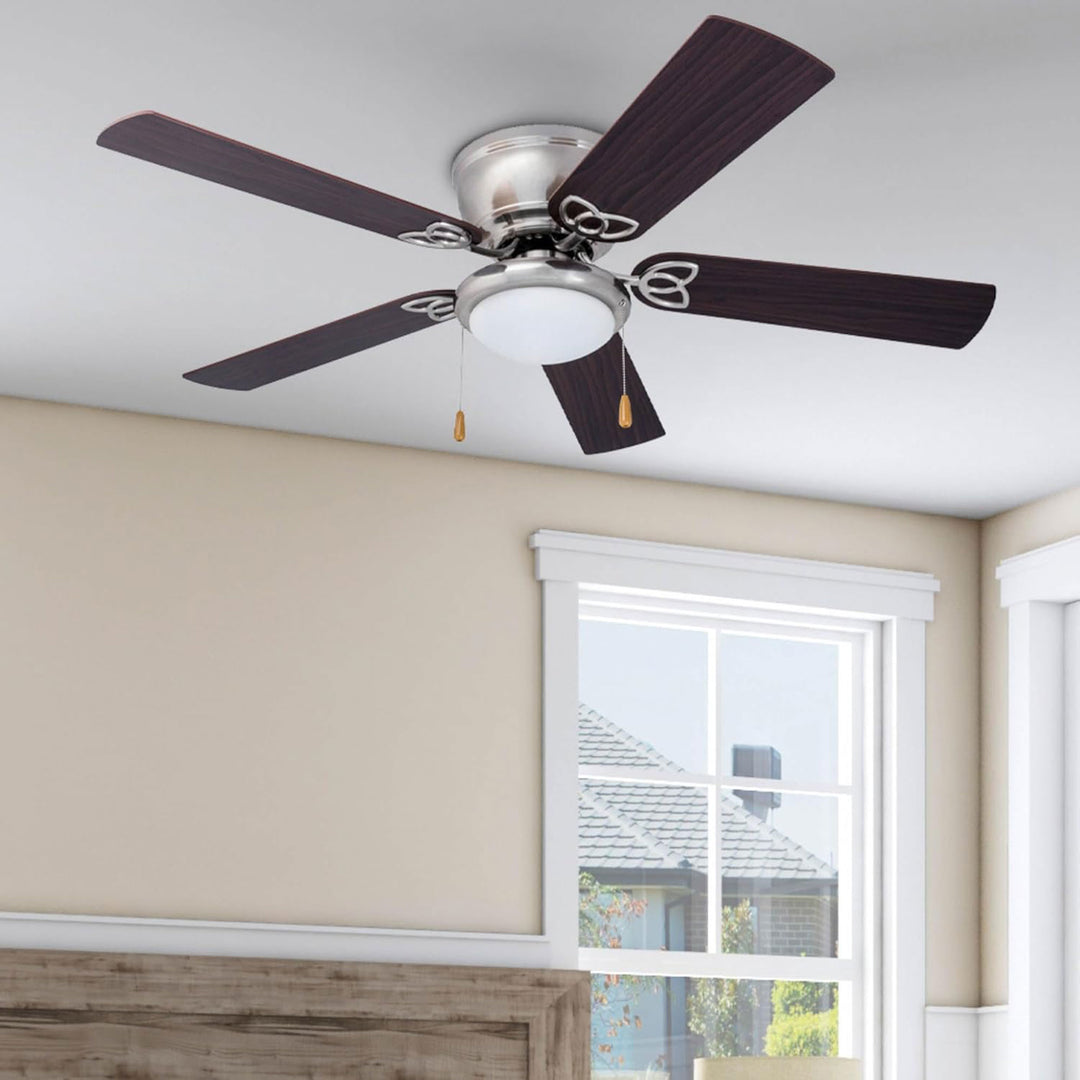 Prominence Home Benton 52" Indoor LED Ceiling Fan w/ Pull Chain, Brushed Nickel