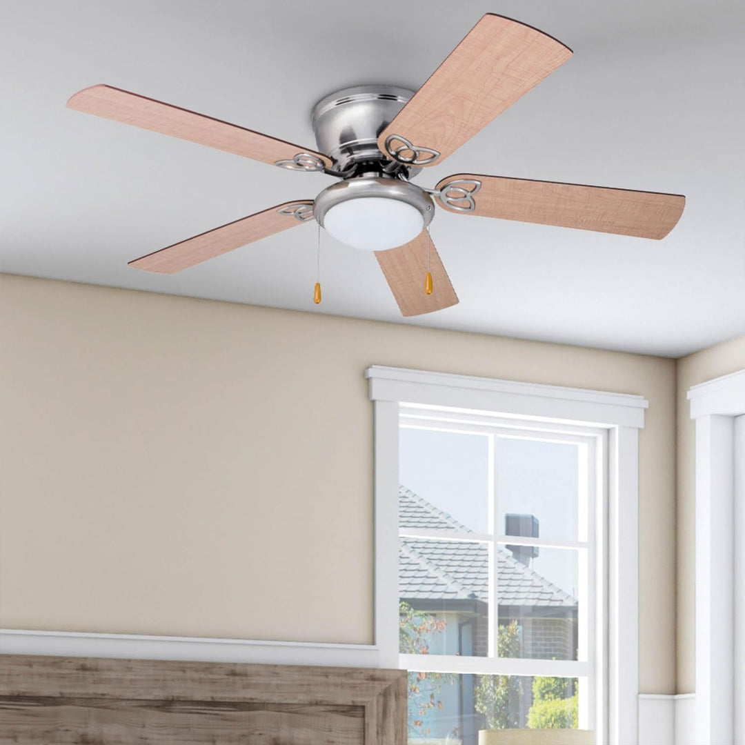 Prominence Home Benton 52" Indoor LED Ceiling Fan w/ Pull Chain, Brushed Nickel