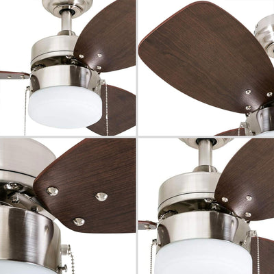 Honeywell Ocean Breeze 30 Inch Indoor Ceiling Fan w Light, Brushed Nickel (Used)