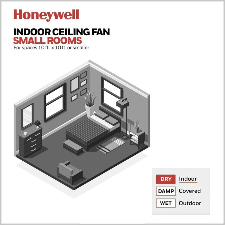 Honeywell Ocean Breeze 30 Inch Indoor Ceiling Fan with Light, Brushed Nickel