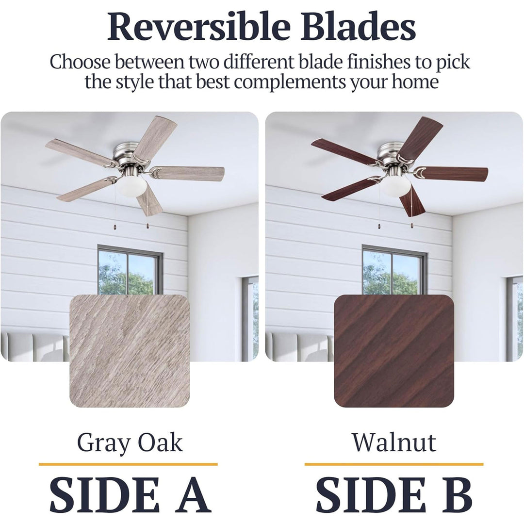 Prominence Home Alvina 44" Indoor LED Ceiling Fan with Pull Chain, Satin Nickel