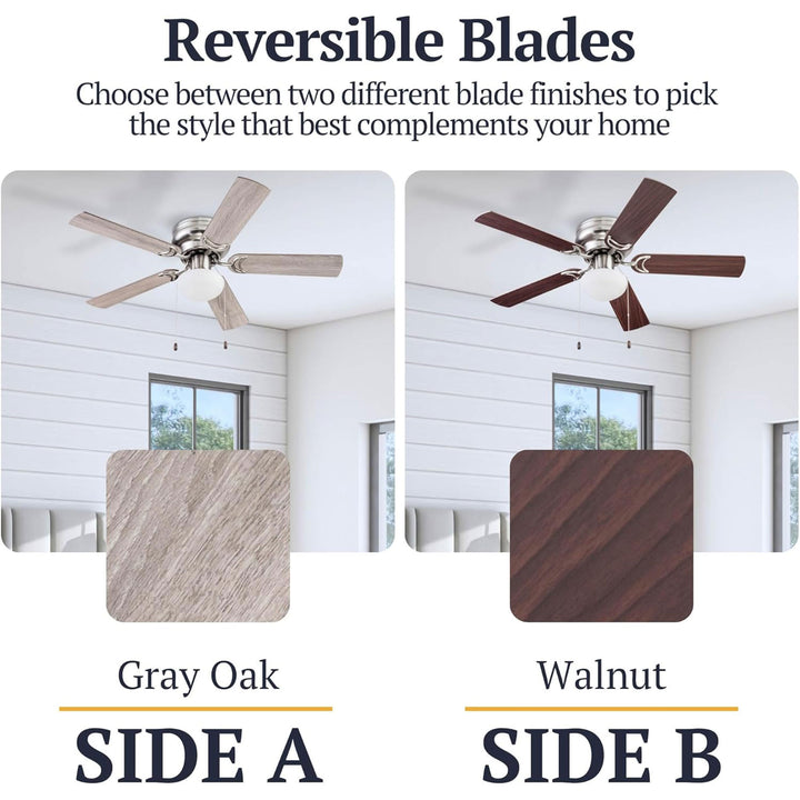 Prominence Home Alvina 44" Indoor LED Ceiling Fan with Pull Chain, Satin Nickel