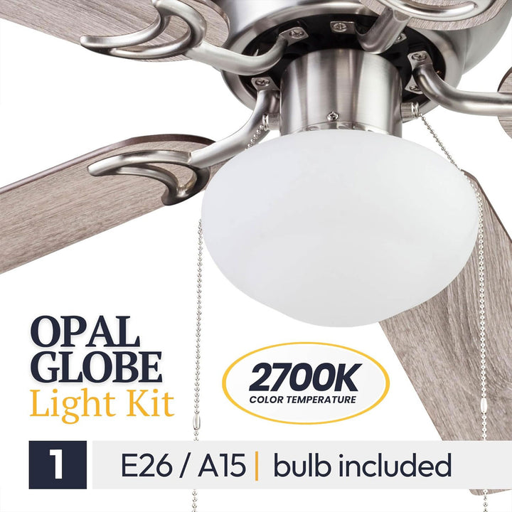 Prominence Home Alvina 44" Indoor LED Ceiling Fan with Pull Chain, Satin Nickel