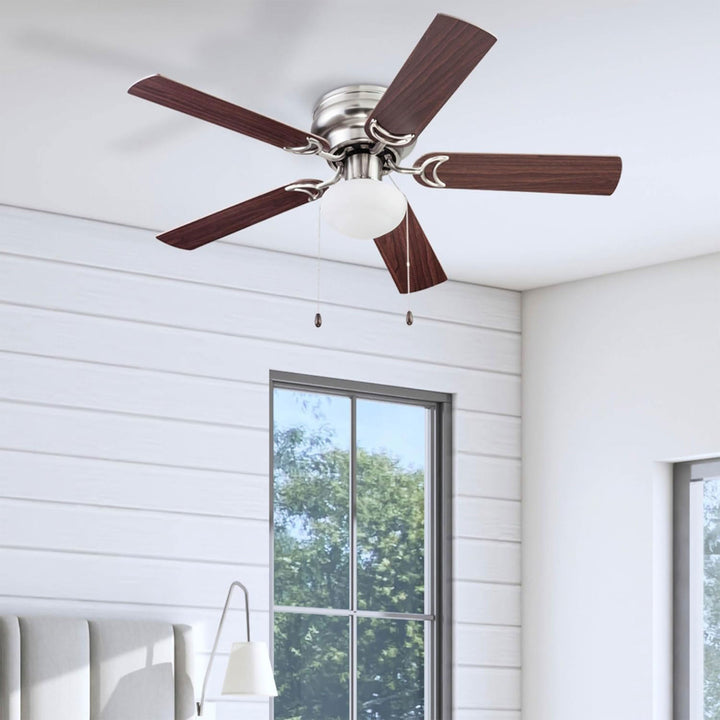 Prominence Home Alvina 44" Indoor LED Ceiling Fan with Pull Chain, Satin Nickel