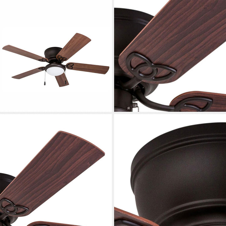 Prominence Home Benton 52 Inch Indoor LED Ceiling Fan with Pull Chain, Bronze